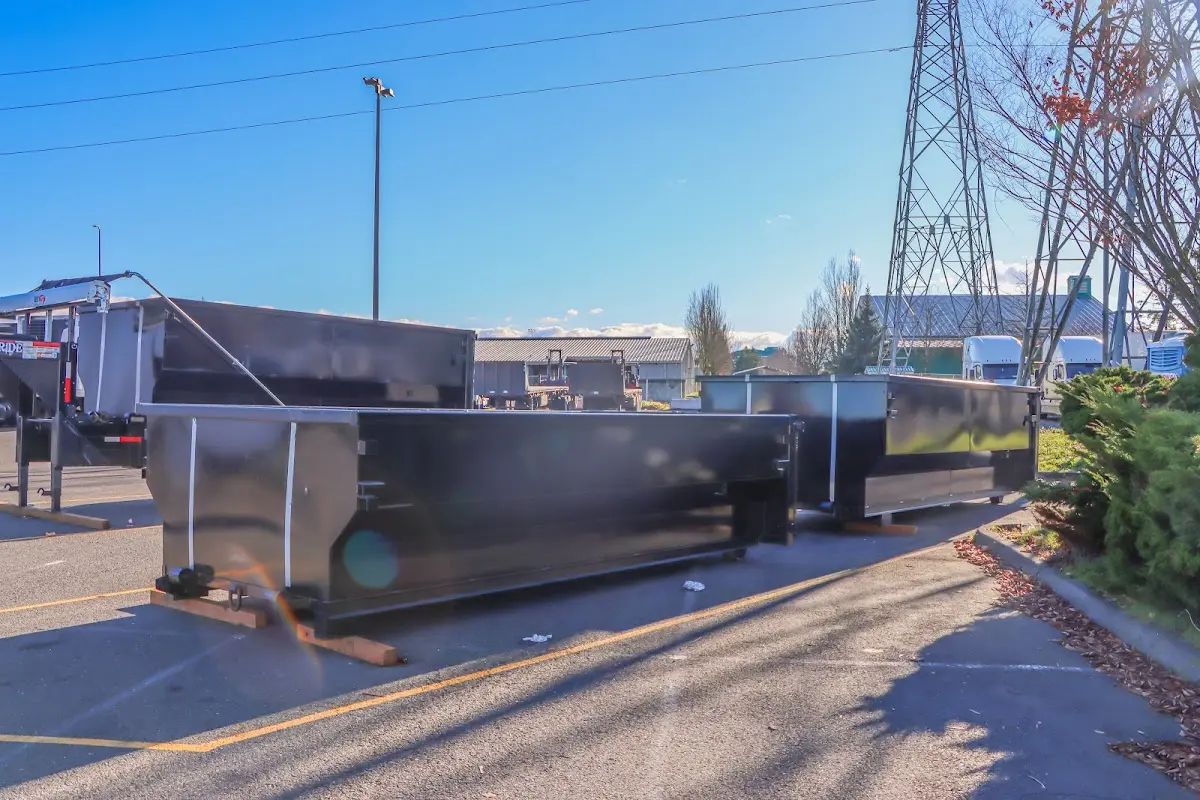 Roll-off dumpster ready for waste disposal at job site for 2 Yard Dumpster Rental in Beach Park